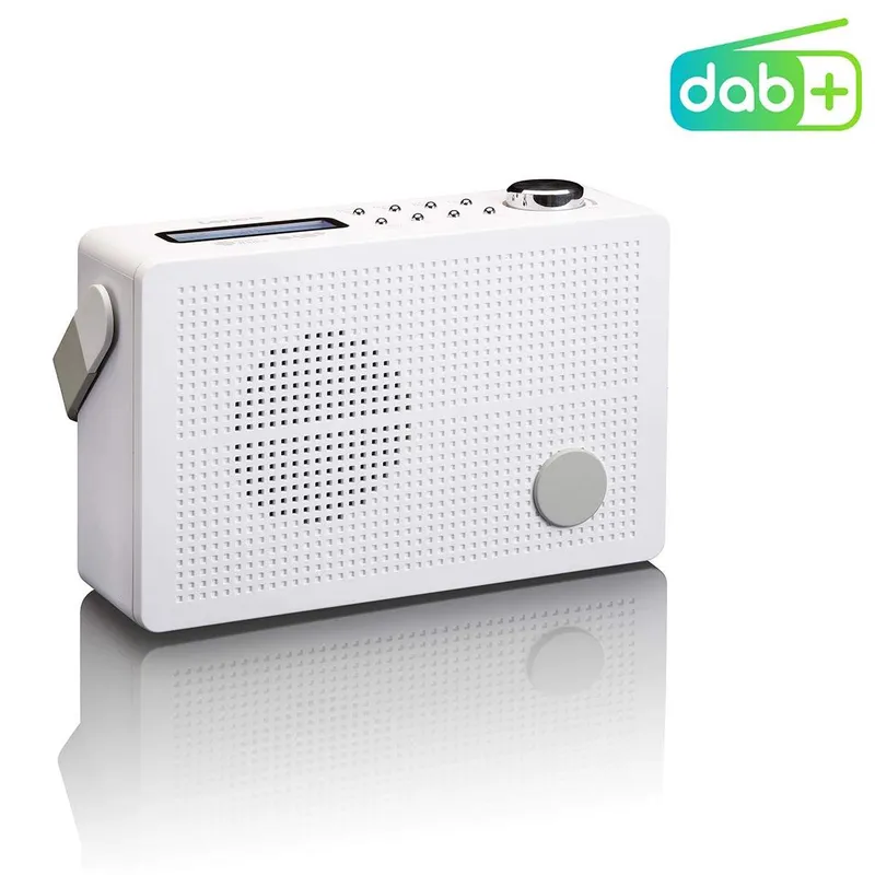 Bärbar DAB+/FM-radio med alarm, vit, batteridriven
