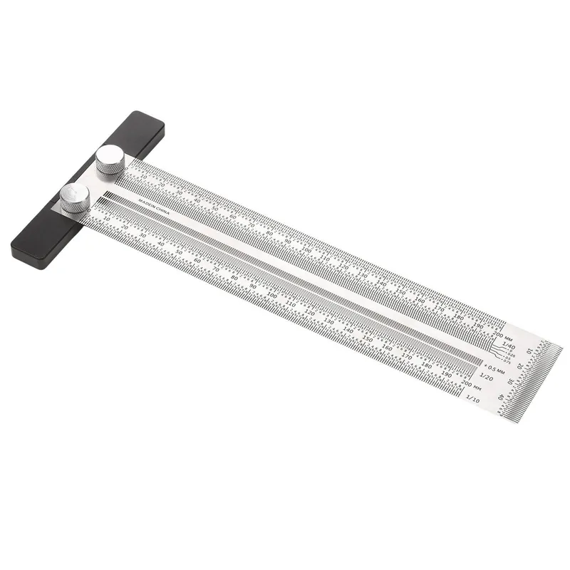 Linjalmarkeringslinjal med hög precision T-typ Hållinjal rätvinkellinjal Multifunktionell 200mm