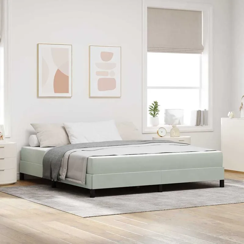 vidaXL Bäddfjäder med madrass Ljusgrå 180 x 200 cm tyg (#8041)
