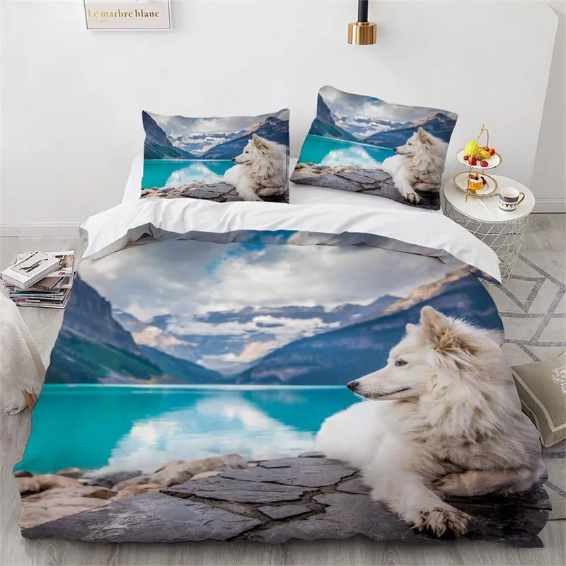 Ulv Søt Dyr Sengetøy Sett 3d Trykk Barn Voksen Luksus Gave Dynetrekk Komfortable Hjemmetekstiler Enkelt Full King Twin Størrelse EU single(135x200cm) (#0529)