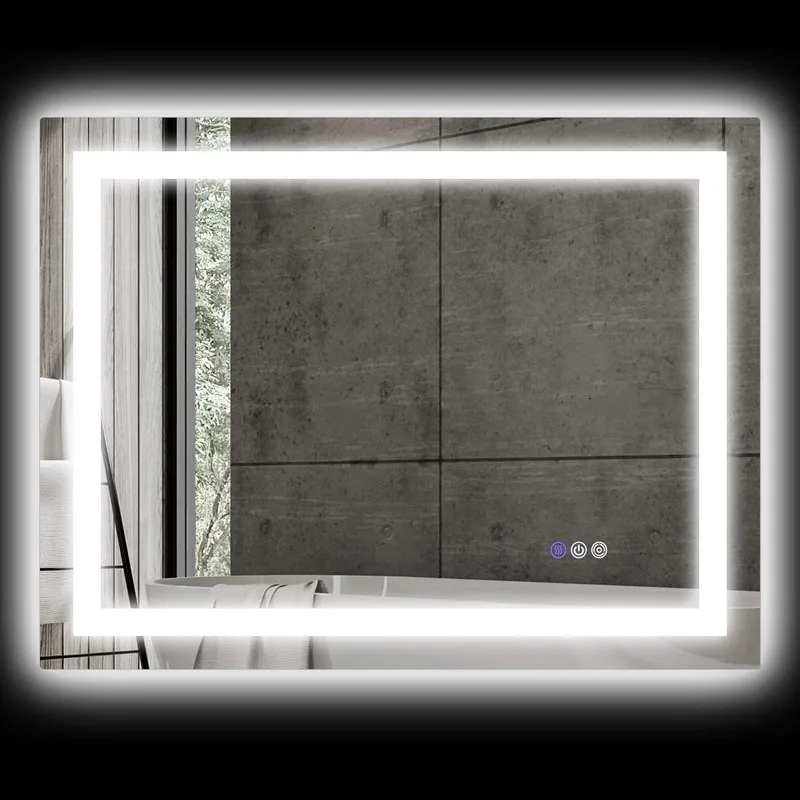 Badrumsspegel LED 80×60 cm med Touch & Anti-dim