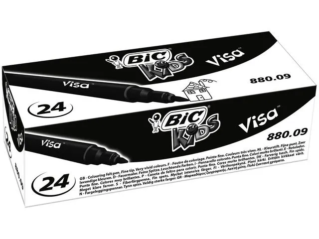 BIC Kids-överstrykningspennor, fin spets, svart, 24-pack