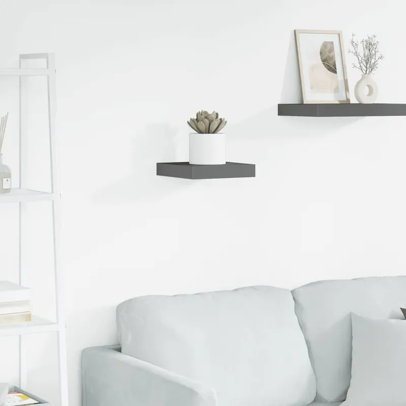 vidaXL Svävande vägghylla grå högglans 23×23,5×3,8 cm MDF