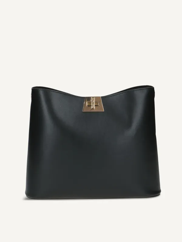 CAPRICE Handbag, black, made of Leather and textile, Size 1