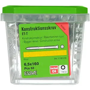 TRÄSKRUV ET-T 6,5X160 50ST CUTTER CS KONSTRUKTION | Beijerbygg Byggmaterial