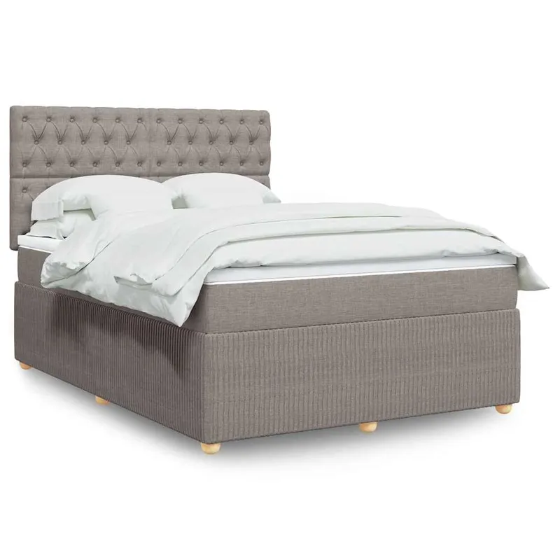 vidaXL Ramsäng med madrass taupe 140×190 cm tyg (#2441)