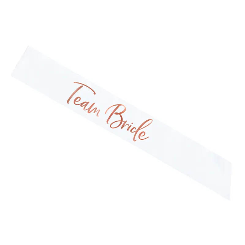 Sash ”Team Bride” | Vit med rosé-text