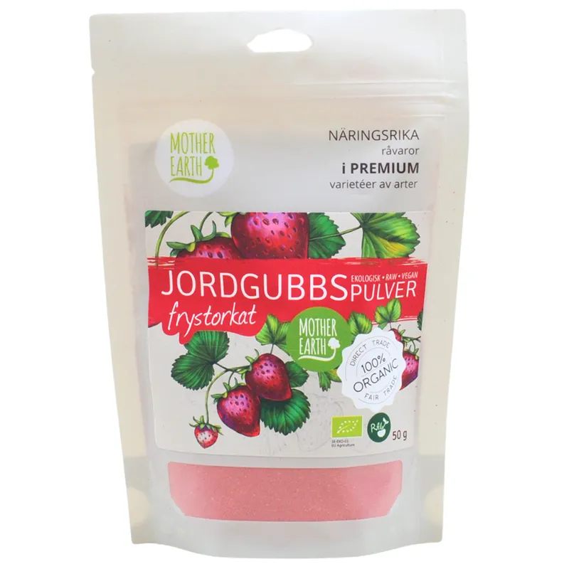 Mother Earth Frystorkad Jordgubbspulver Raw & Eko, 100 g