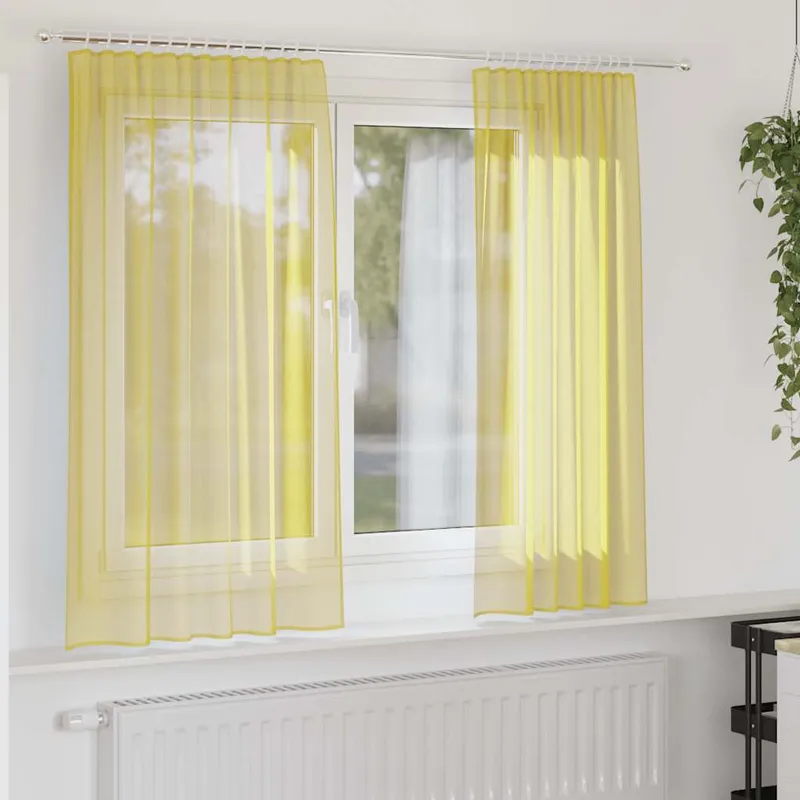 vidaXL Voile gardiner med stångfickor 2 st gul (#2433)