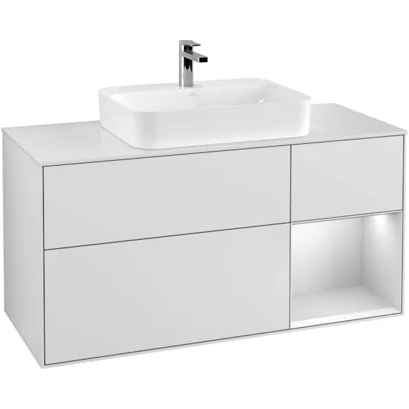 Tvättställsskåp Villeroy & Boch Finion med 3 Lådor Hylla och Bänkskiva för Ytmonterat Tvättställ (#6748)