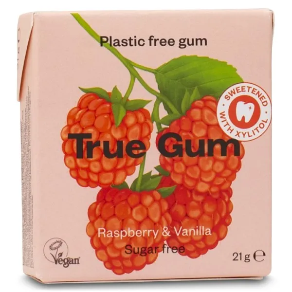 True Gum Tuggummi, 1 st, Raspberry & Vanilla