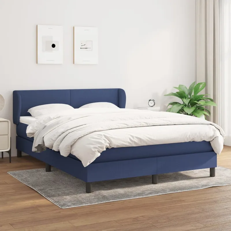 vidaXL Ramsäng med madrass blå 140×190 cm tyg (#9599)