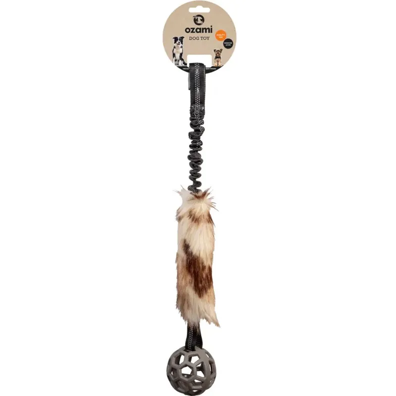 Ozami Play-N-Tug Faux Fur Kampleksak med Boll 65cm