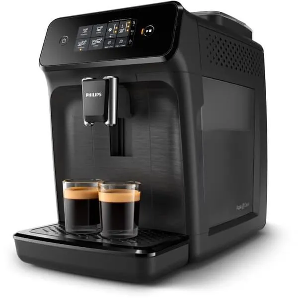 Espressomaskin med kvarn – PHILIPS – EP1200/00 – Serie 1200 – 2 koppar – Keramisk kvarn – Borstad svart svart