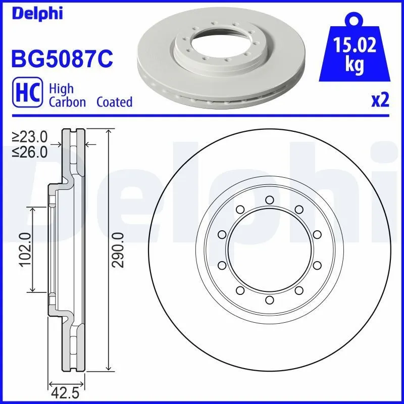 Bromsskiva DELPHI BG5087C