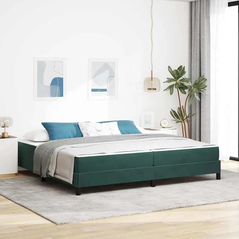 vidaXL Bäddfjäder med madrass Mörkgrön 200 x 200 cm tyg