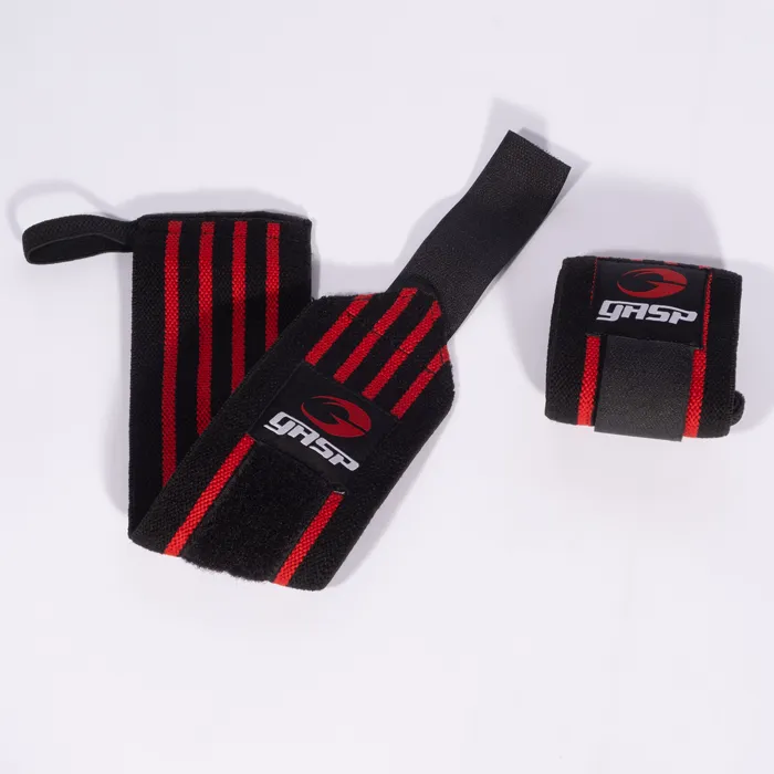 GASP Hardcore Wrist Wraps, One size, Black/red
