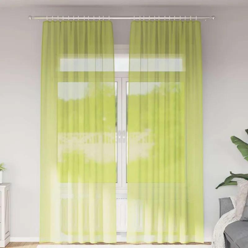 vidaXL Voile gardiner med stångfickor 2 st äppelgrön (#1818)