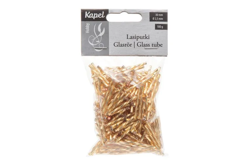 Hobby - Glaspärla Guld Spiral Rör - 30×2,5mm