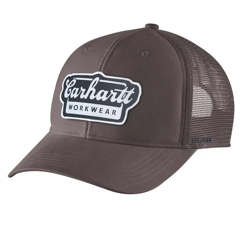 Carhartt Men’s Twill Mesh-Back Script Patch Cap Dark Sepia