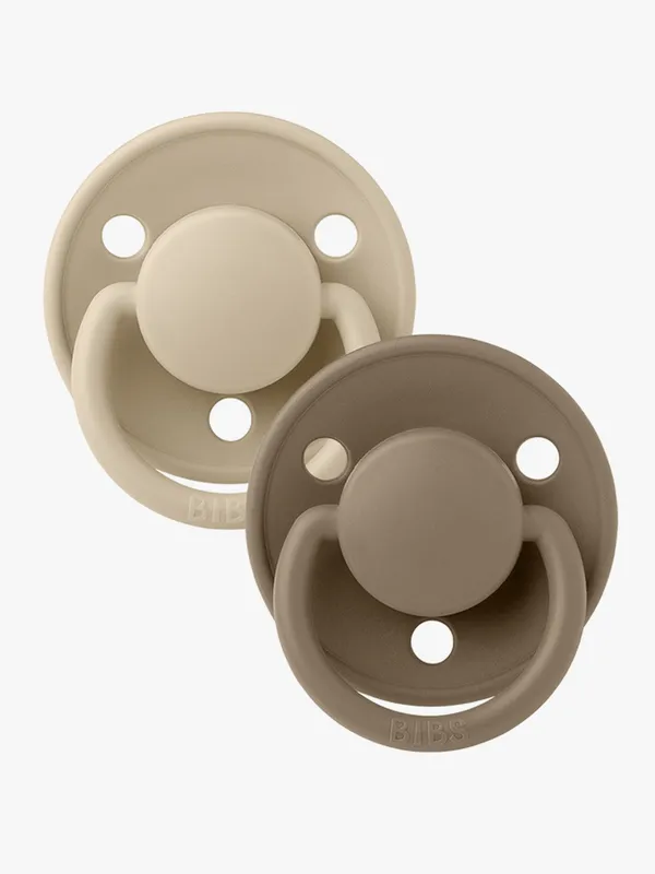 BIBS De Lux Napp 2-pack Silikon One Size Rund, Vanilla/Dark Oak