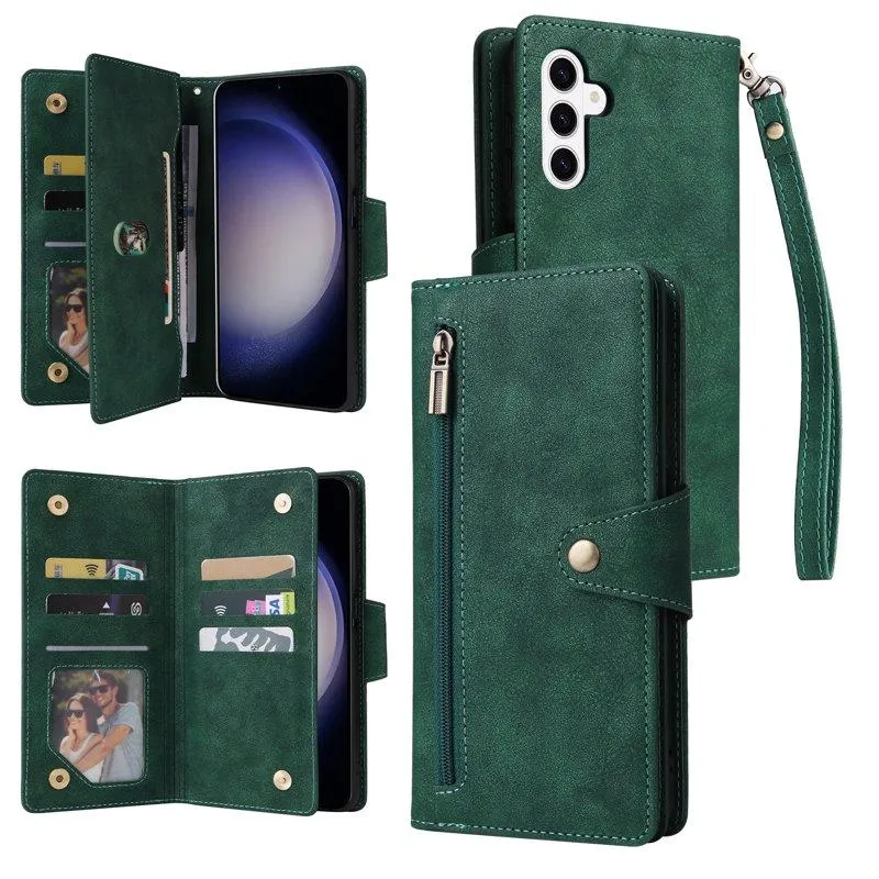 Plånboksfodral för Samsung Galaxy S26 Plus Konstläder – Grön (#4500)