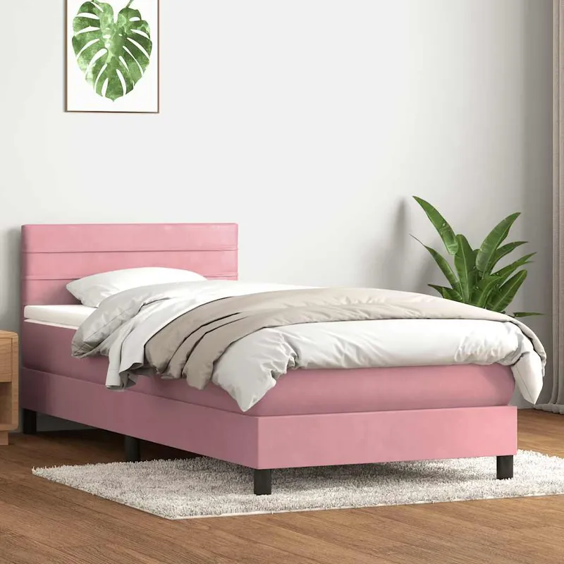 vidaXL Ramsäng med madrass rosa 80×220 cm sammet (#5376)