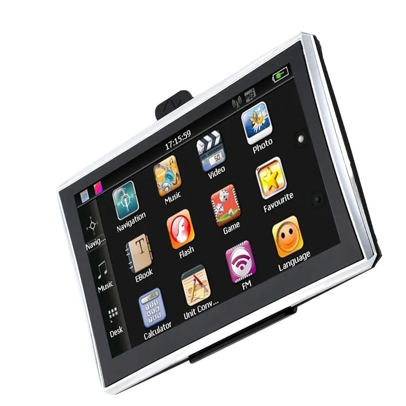 7 HD Pekskärm Bärbar GPS-navigator 128MB RAM 4GB ROM FM MP3 Video Uppspelning Bilunderhållning svart