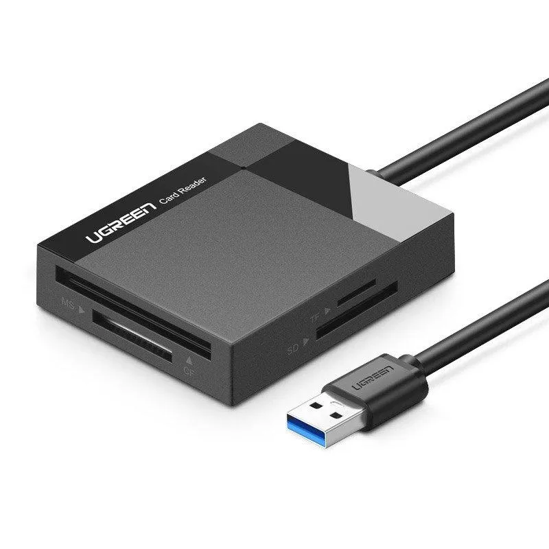UGreen USB 3.0 SD / micro SD / CF / MS kort läsare Svart