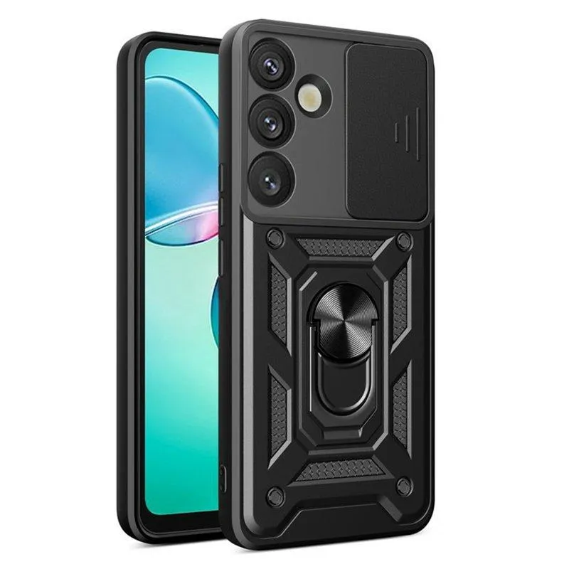 Amorus Mobilskal för Samsung Galaxy S26 Kickstand PC + TPU – Svart