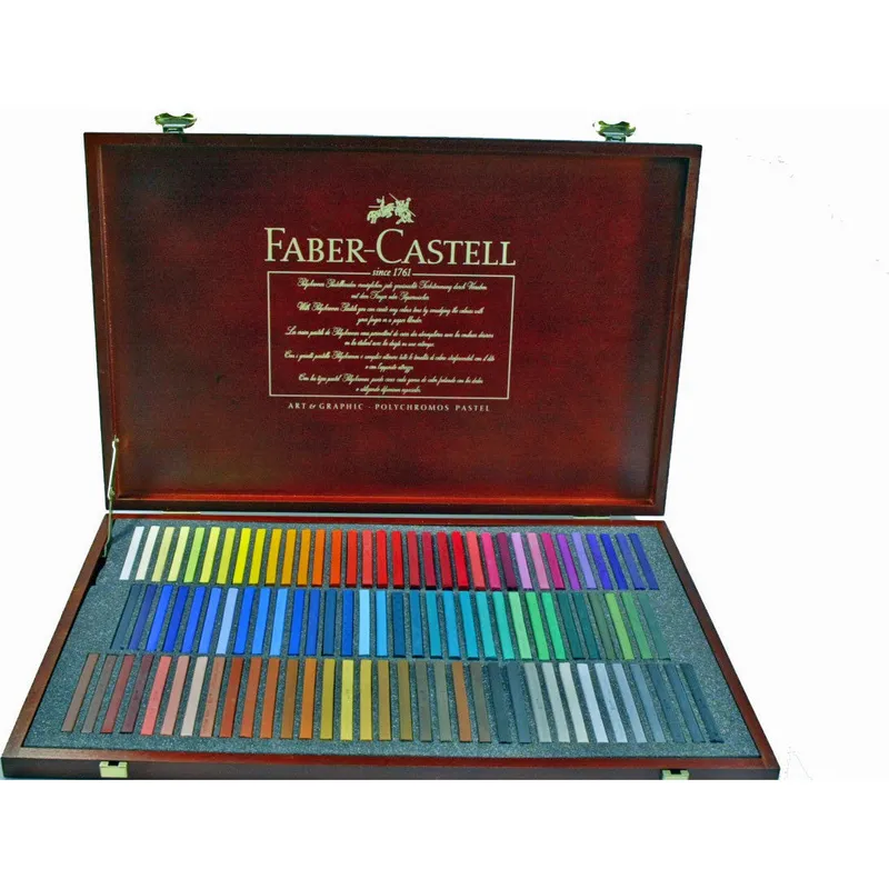Faber-Castell Pastellkrita Polychromos, 100st i träetui 128501 (Krita Polychromos 100/etui)