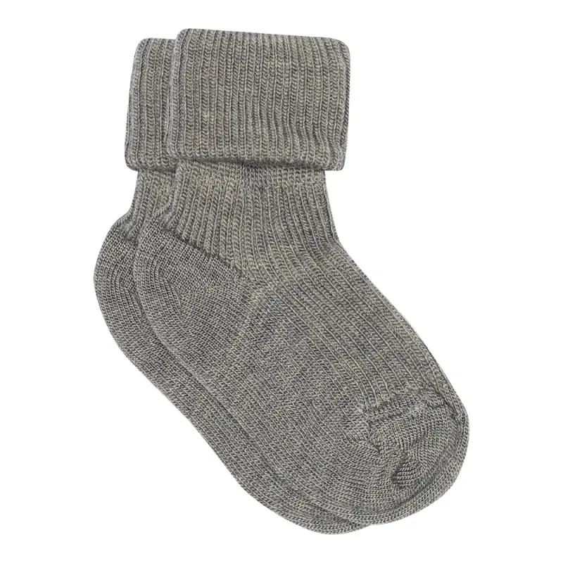 Baby Ankelsockor I Merinoull Med Omvik Grey Melange 17/18