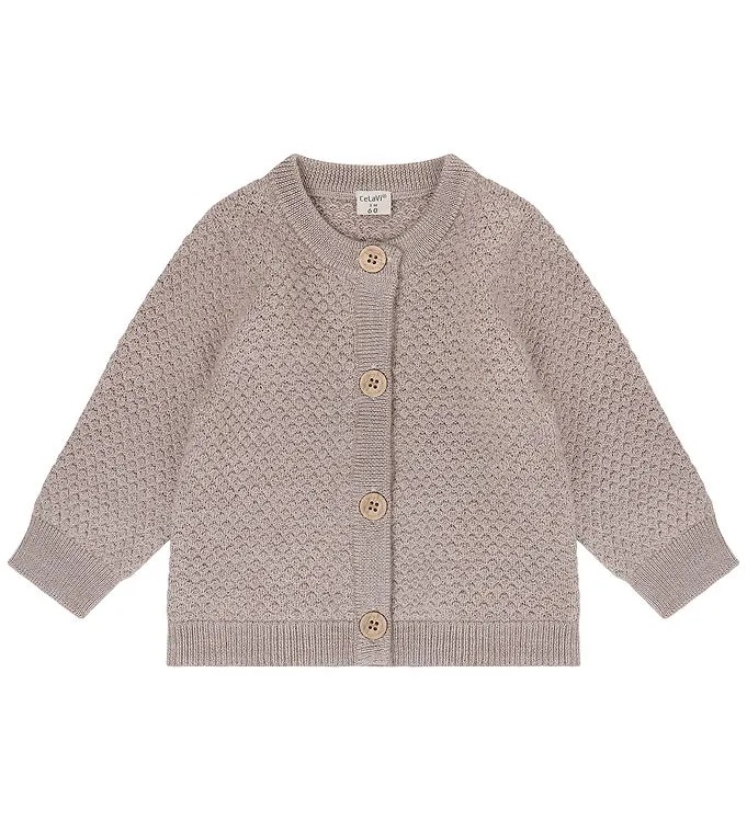 CeLaVi Stickad Kofta Merinoull, Mocha Meringue Melange, 70