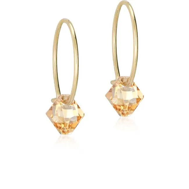Blomdahl GT Ear Ring 14 mm, Bicone 6 mm Golden Shadow
