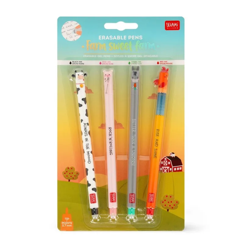 Gelpenna Raderbar Ko, Gris, Åsna, Tupp 4-pack Legami