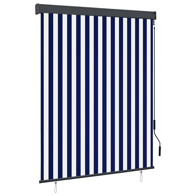 Utomhusrullgardin 140 x 250 cm Blå och Vit