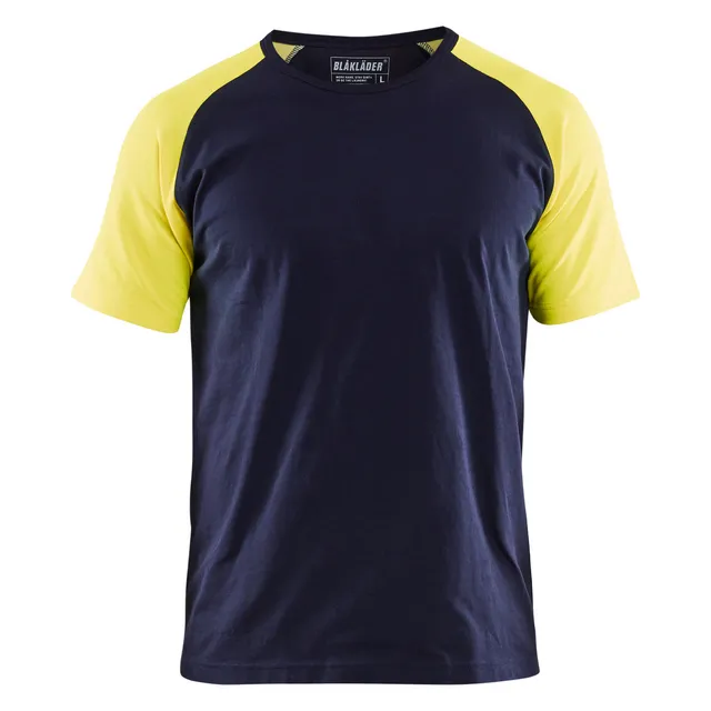 T-SHIRT 3515 1030 MED VARSELD MARINBLÅ/VARSELGUL XL | Beijerbygg Byggmaterial
