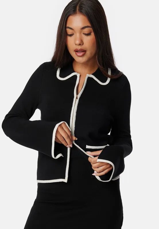Josefin Contrast Zip Knit Jacket