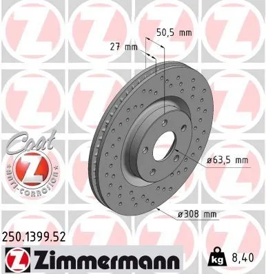Bromsskiva ZIMMERMANN 250.1399.52