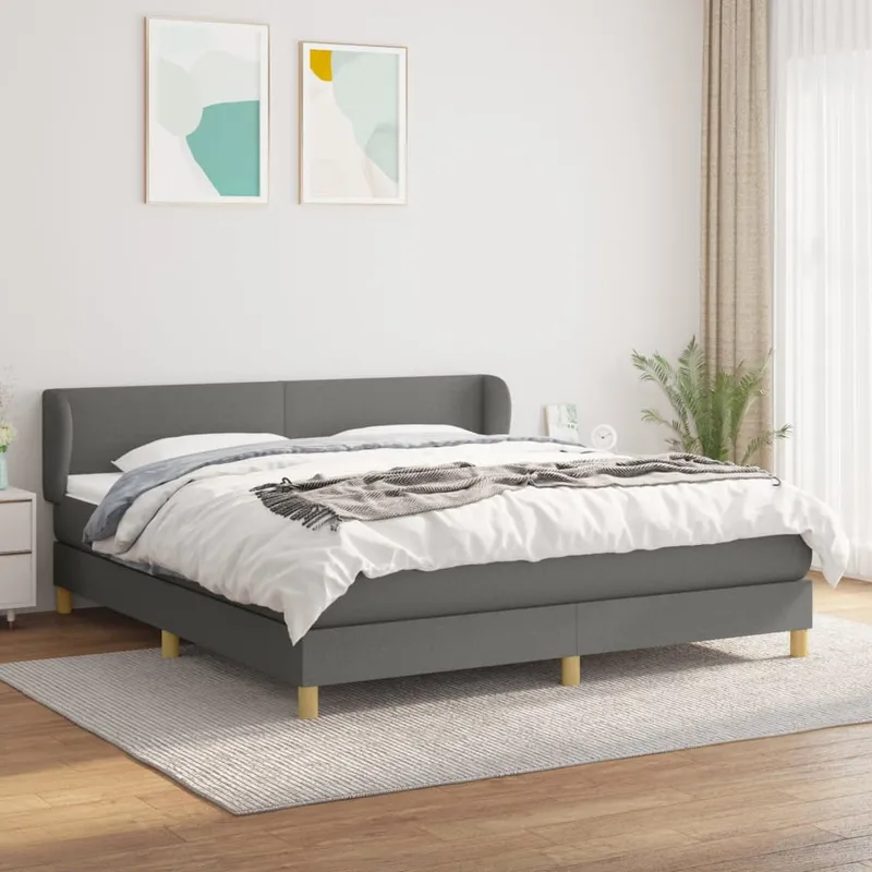 vidaXL Ramsäng med madrass mörkgrå 180×200 cm tyg (#5382)