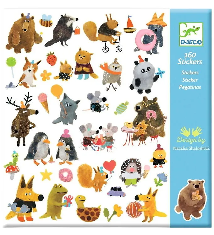 Djeco Klistermärken - 160 st. - Fluffiga vänner
