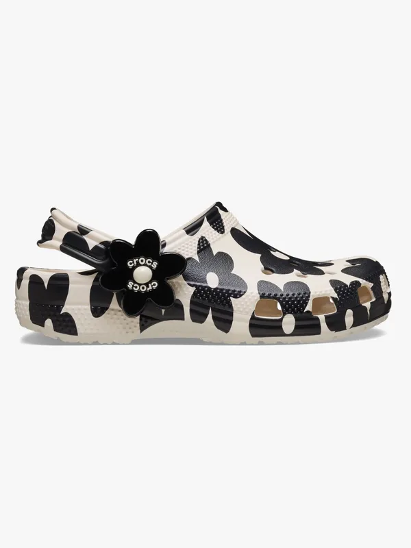 Crocs Classic Pop Petals Tofflor, Summit White/Black, 33-34