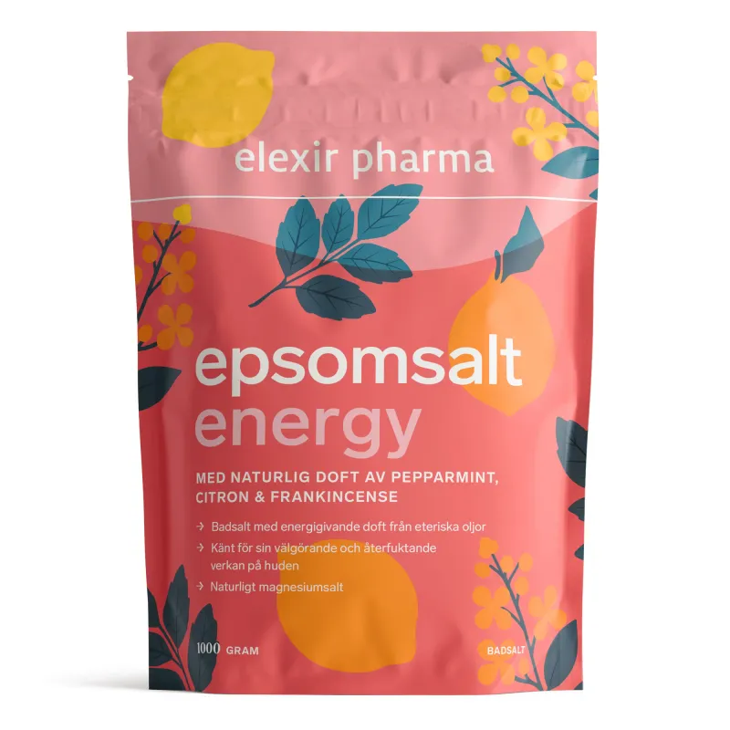Elexir Pharma Epsomsalt med doft, 1000 g, Energy