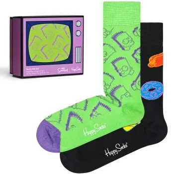 Happy socks Strumpor 2P The Simpsons Gift Set Svart/Grön bomull Strl 36/40
