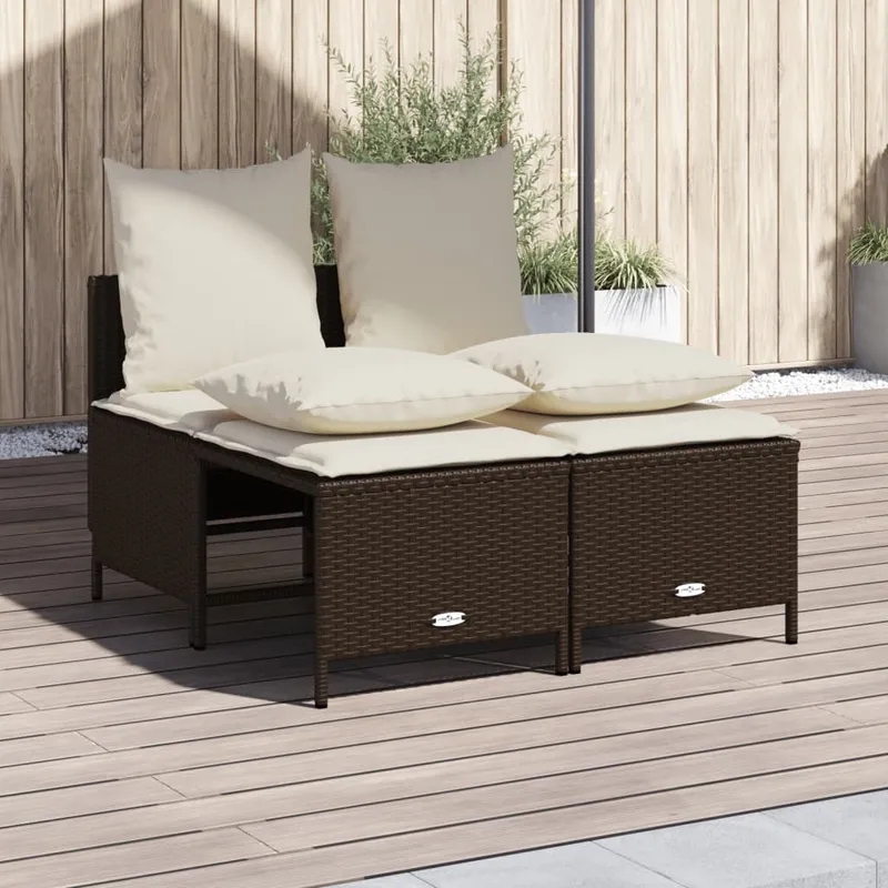vidaXL Loungegrupp för trädgården med dynor 4 delar konstrotting brun (#2213)