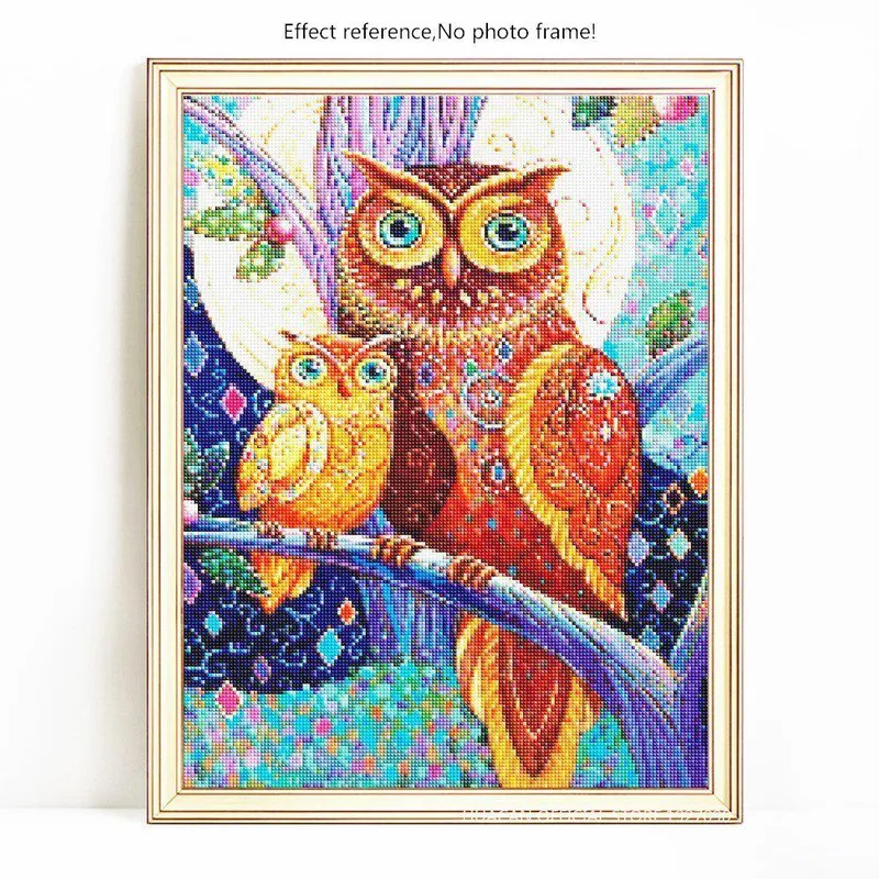 5D Gör-det-själv Diamantmålning Hel Rund Djuruggla Broderi Rea Bild Rhinestone Diamond 20X30