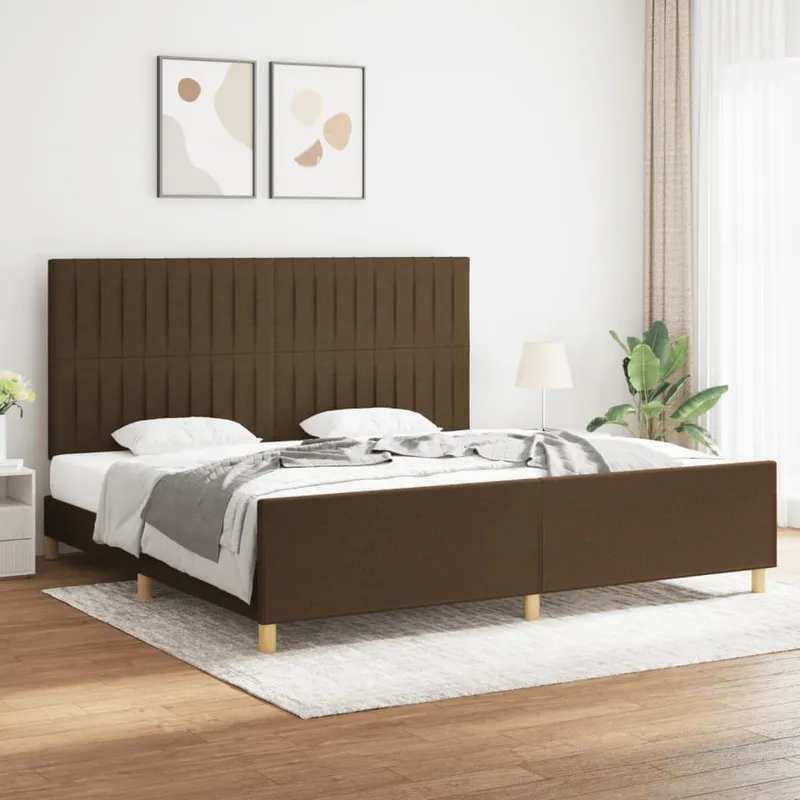 vidaXL Sängram utan madrass mörkbrun 200×200 cm tyg (#7482)