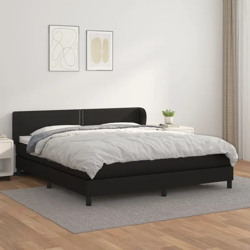 vidaXL Ramsäng med madrass svart 180×200 cm konstläder (#1413)