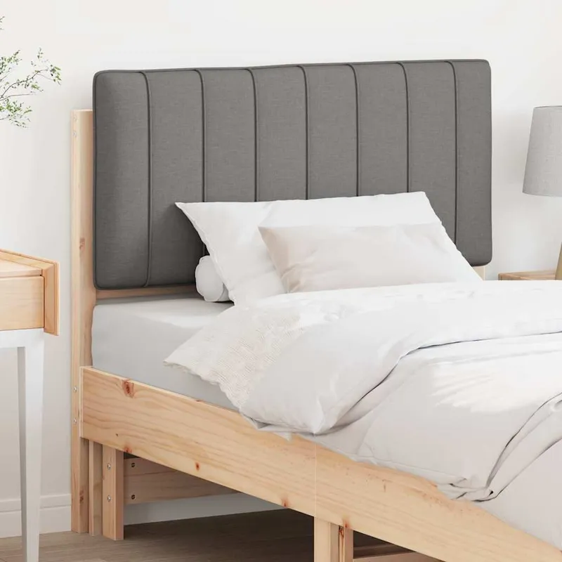 vidaXL Klädd sänggavel Brun och ljusgrå 90 cm Massiv furu (#3252)