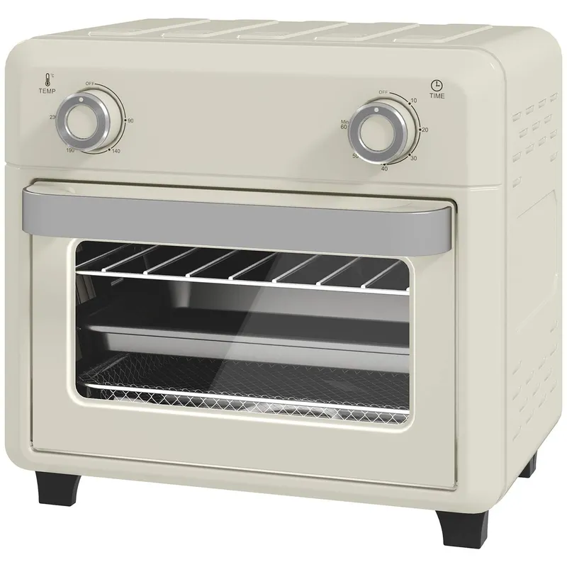 Miniugn med cirkulationsluft 10L 2 i 1 miniugn med ugnsgaller, bakplåt och smulplåt, 80°C-230°C varmluftsfritös med pekskärm, ti